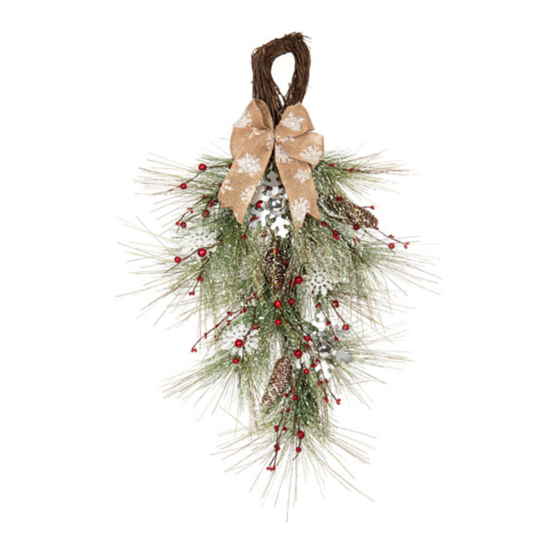 Artificial Stem 32 in. Multicolor Christmas Snowflakes and Berries Drop