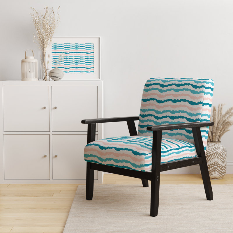 Fauteuil d'appoint rembourré à rayures bleues