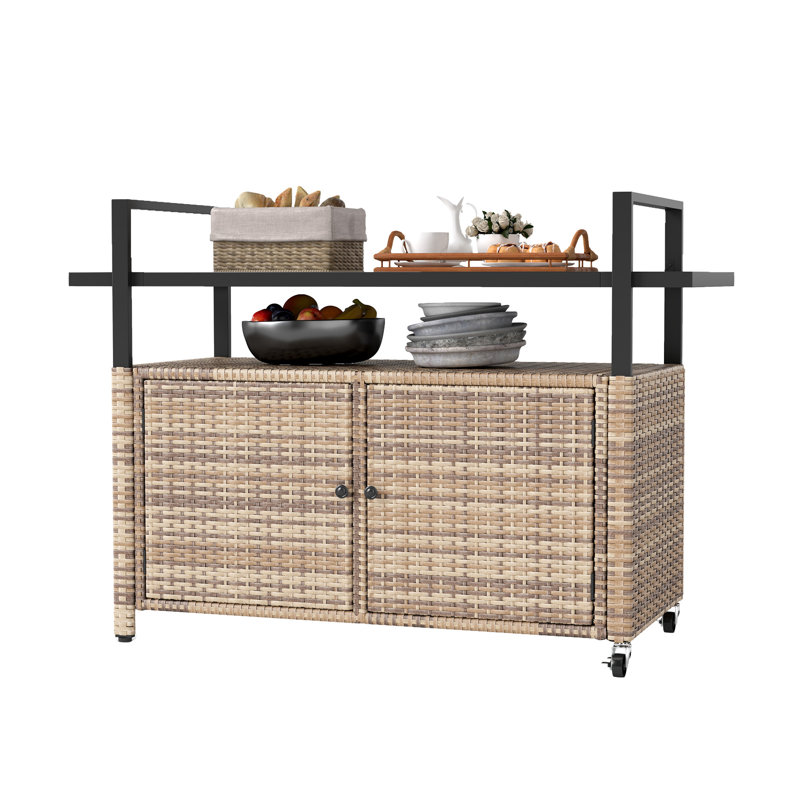 Bar Set with Wicker Outer Material, Yellow