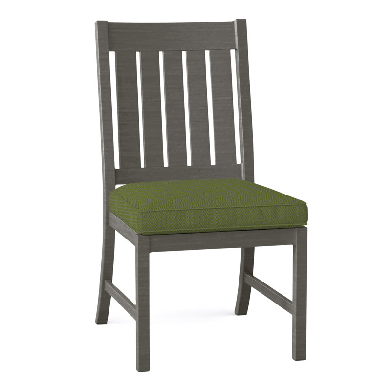 Club Patio Dining Side Chair with Cushions, Welt, Slate Gray, Linen Forest