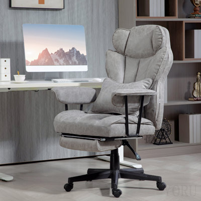 Fauteuil de direction, siège de bureau grand et grand de 400 lb avec repose-pieds, fauteuil de bureau en microfibre avec support lombaire, fonction inclinable et siège large