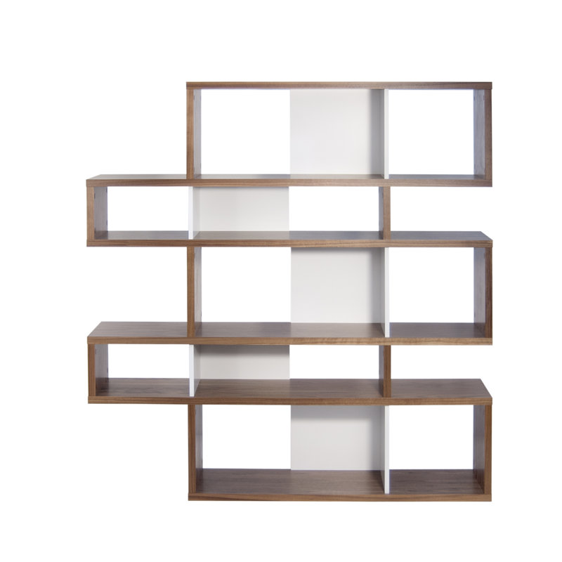 Geometric Bookcase, Walnut / Matte White