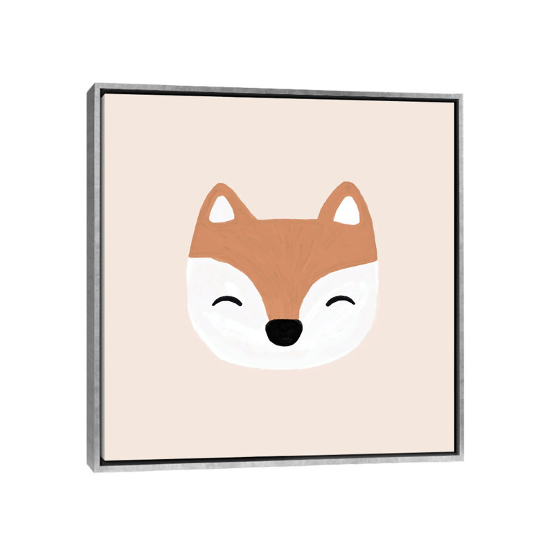 Blush Fox par Orara studio-reproduction d’art, Toile avec cadre argenté, Pas de tapis, H 18 po x l 18 po x 1,5 po
