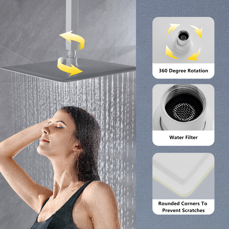 Rain Fixed Shower Head, White