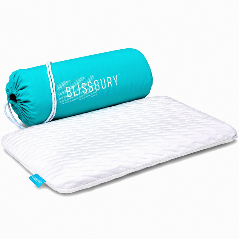 UltraThin Memory Foam Flat Pillow - Premium Stomach Sleeper Pillow for Neck and Back Support with Removable Rayon From Bamboo Case