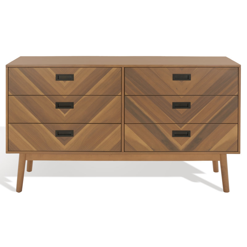 Commode double 6 tiroirs l 56 po, Naturel