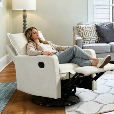 Plush Velvet Manual Swivel Rocker Recliner Chair