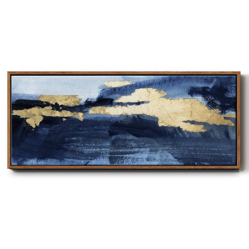 Gilded Indigo Sea II - toile encadrée, H 8 po x l 20 po