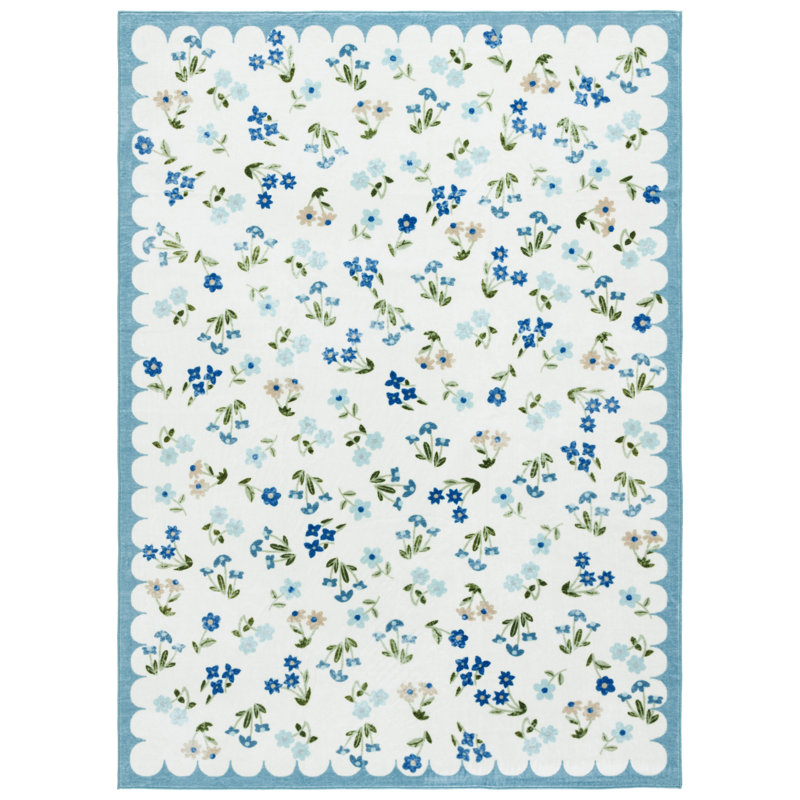 Tapis floral lavable à la machine à hauteur de performance de 200 cms MSRW, Rectangle 2 pi 3 po x 3 pi 9 po