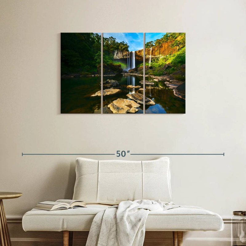 Idyllic Tropical Waterfall, 24" H x 38" W