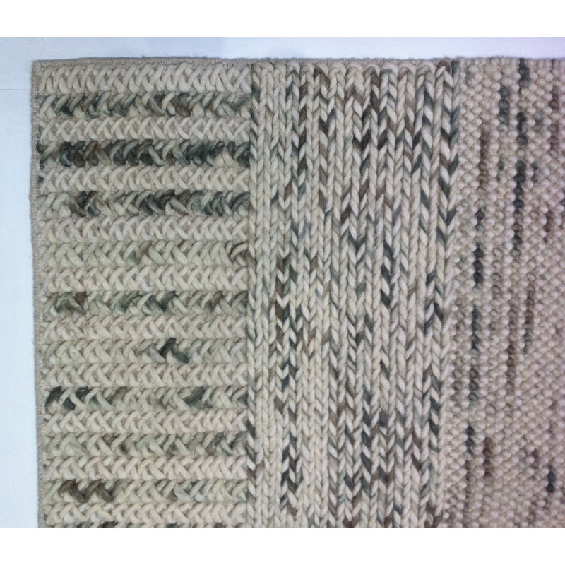 Tapis unique en viscose noué à la main crème / gris 8 pi x 10 pi 3 po