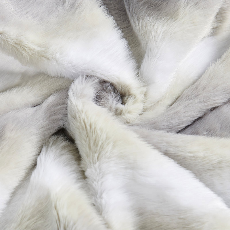 Vapor Gray Faux Fur Microsuede Embroidered Pillow Covers, 20" x 20"