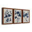 Bleu marine et feuilles de lin II - ensemble de 3 peintures sur toile encadrées-1524676177-1524676179
