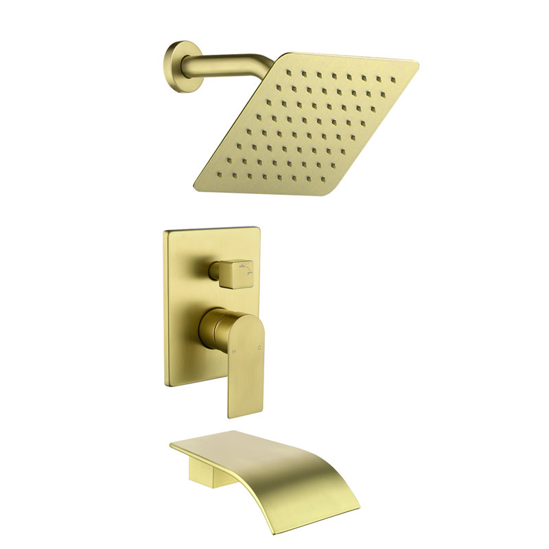Ensemble de robinet de baignoire et robinet de douche en nickel brossé avec bec de baignoire et ensemble de garniture de robinet de douche Système de douche