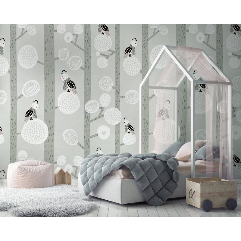 Papier peint amovible Kids Tree Bird, Bleu, L 9 po x l 15 po