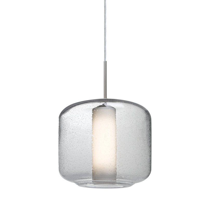 Luminaire tambour à tambour simple 1 lumières Spero, Bleu, Nickel satiné