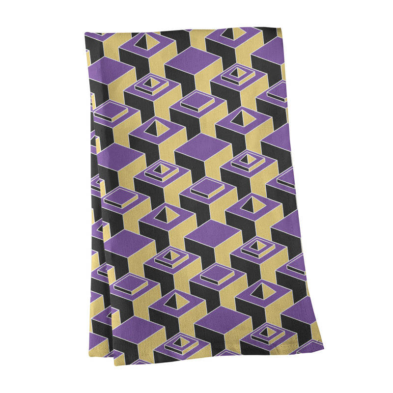 Patricia Geoffrey Tea Towel Kitchen Towel, Purple/Ivory, Cotton Twill