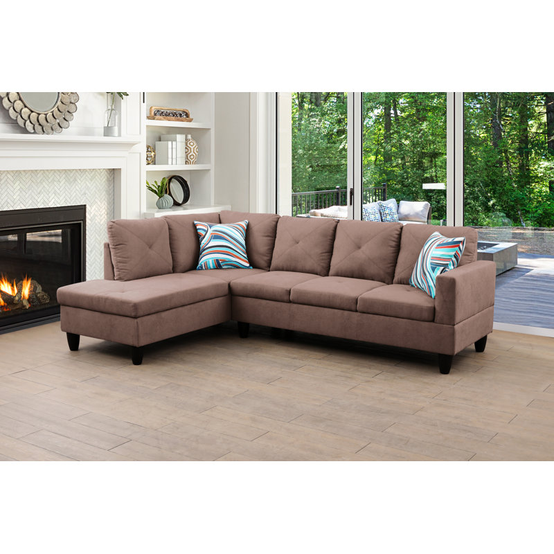 Lorenzina Upholstered Sectional, Left Hand Facing, Light Brown Fabric