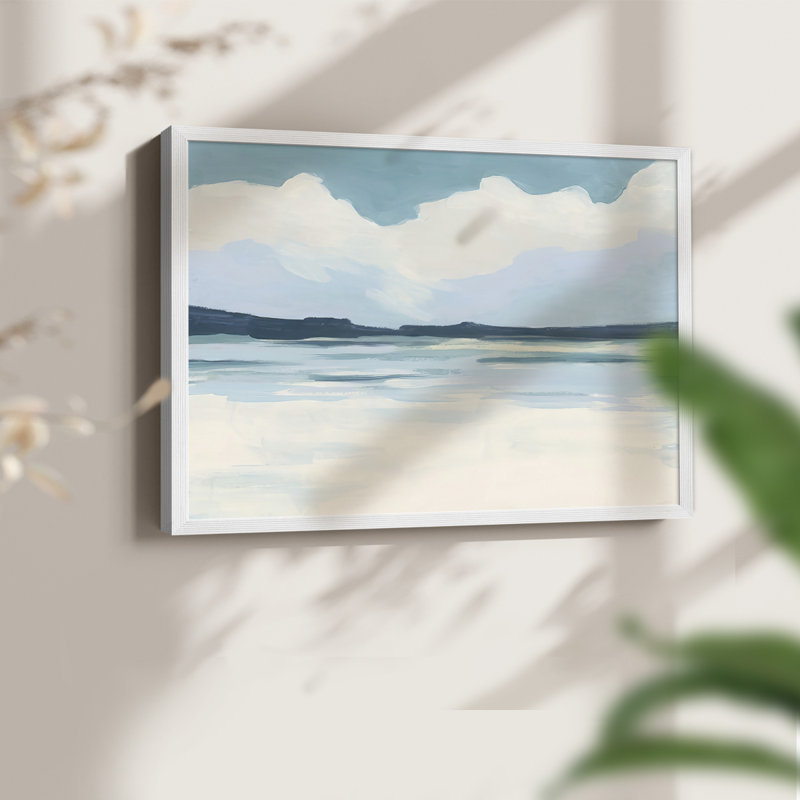 Cream Coastline I -Framed Print - Restickable, H 11 po x l 14 po, Blanc