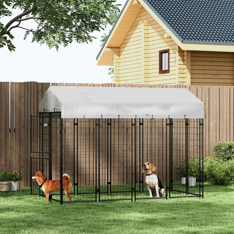 Chenil d'extérieur pour chien 7,8 pi x 6 pi - imperméable et spacieux pour animaux de compagnie en acier très résistant