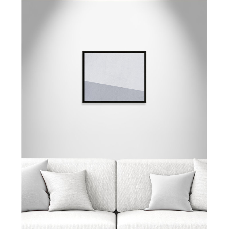 «Dominic Abstract Blues - Floater Frame», impression sur toile, Toile avec cadre espresso, H 17,5 po x l 21,5 po x P 2 po