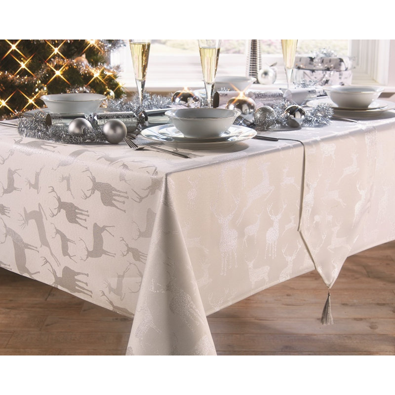 Fiona Tablecloth, Silver, 132cm W x 178cm L