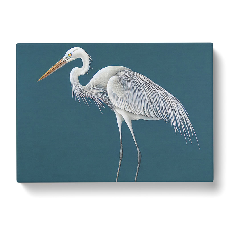 Boundless Heron Bird - Wrapped Canvas Painting, 35cm H x 50cm W x 3cm D