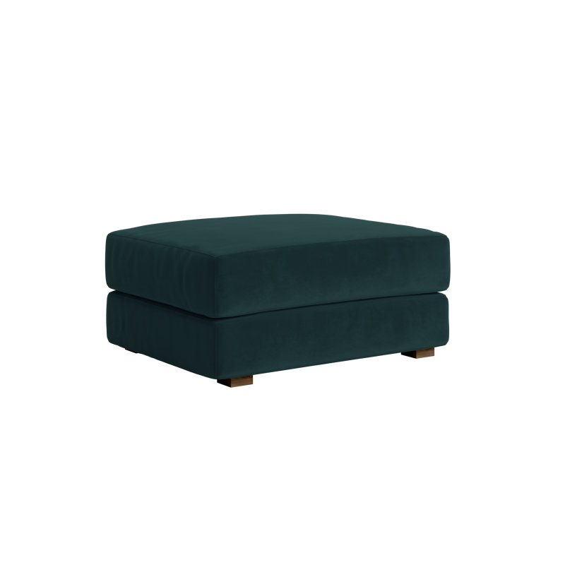 All-Natural Elevate Ottoman, Moss Recycled Velvet