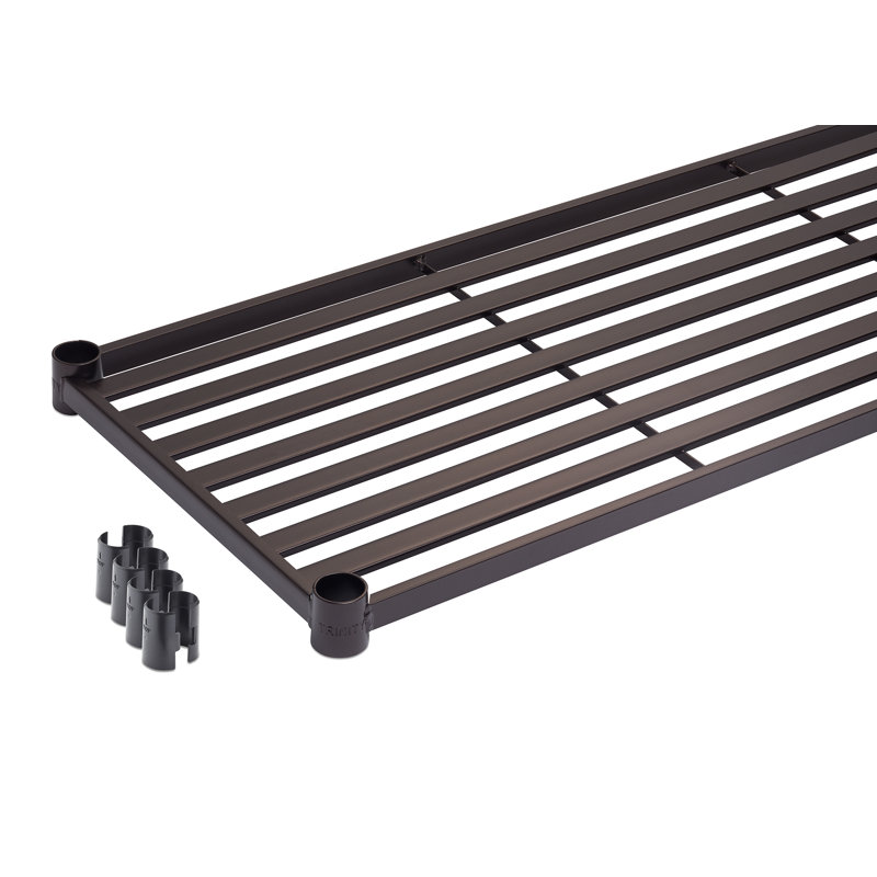 Adjustable Black 3-Tier Metal Slat Shelving Rack