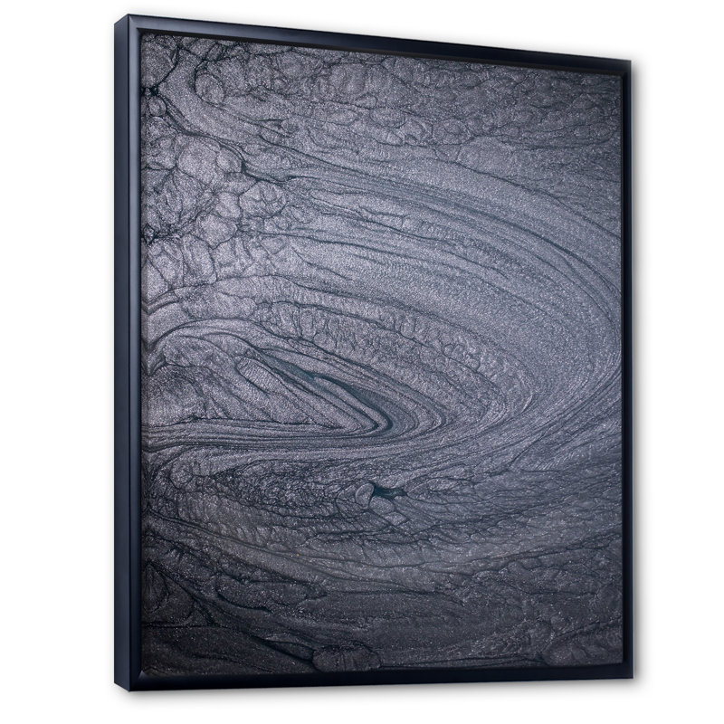 Art mural sur toile luxueux gris fluide et moderne III, H 30 po x l 40 po x P 1,5 po, Cadre flottant noir