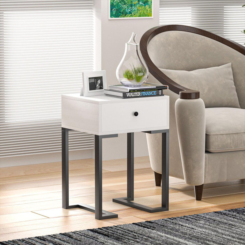 Kempst 15.7'' W Metal Nightstand, White