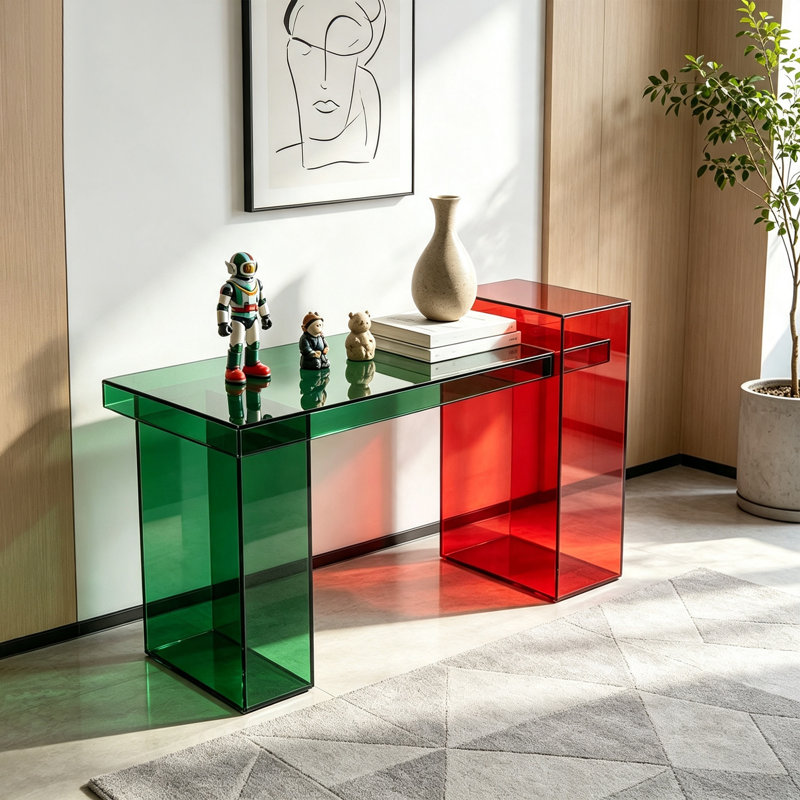 Console artistique en acrylique, H 31,5 po x l 47,24 po x P 13,78 po