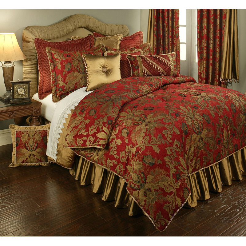 Verona Traditional Polyester Damask Duvet Cover, Queen Duvet+ 2 Shams