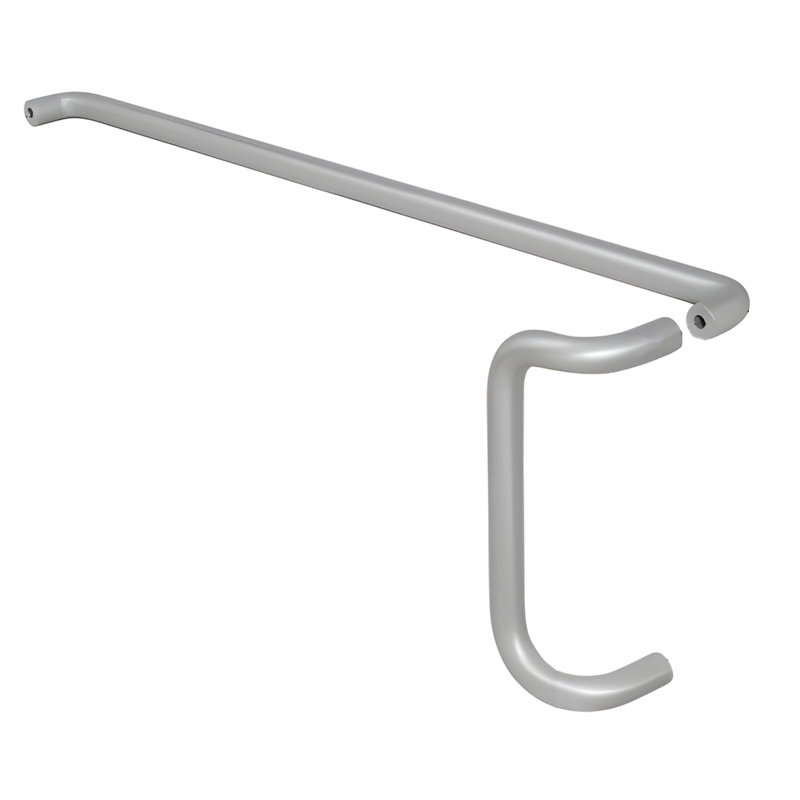 Barre de poussée solide et poignée de traction, diamètre de 1 po, projection de 2 1/4 po, matériau en aluminium, finition chrome satiné