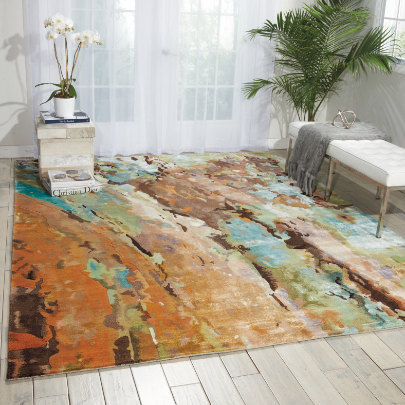 Prismatic Viscose Abstract Indoor Rug, Rectangle 3'9" x 5'9"