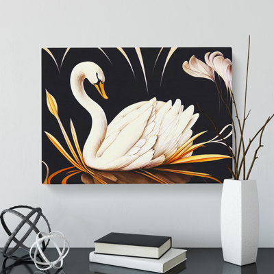 Swan Nouveau - Wrapped Canvas Print