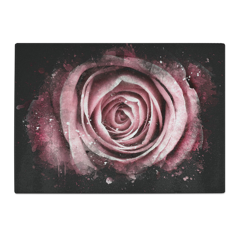 Rose Flower Vol.2 Paint Splash Chopping Board, 0.4cm H x 28.5cm W x 39cm L