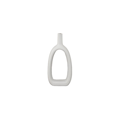 Vase en céramique à anneau ovale mince avec bouche étroite sur fond plat mat SM