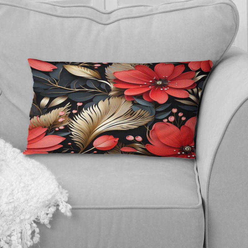Motif floral rouge Gloden Hollywood Glam - coussin imprimé floral