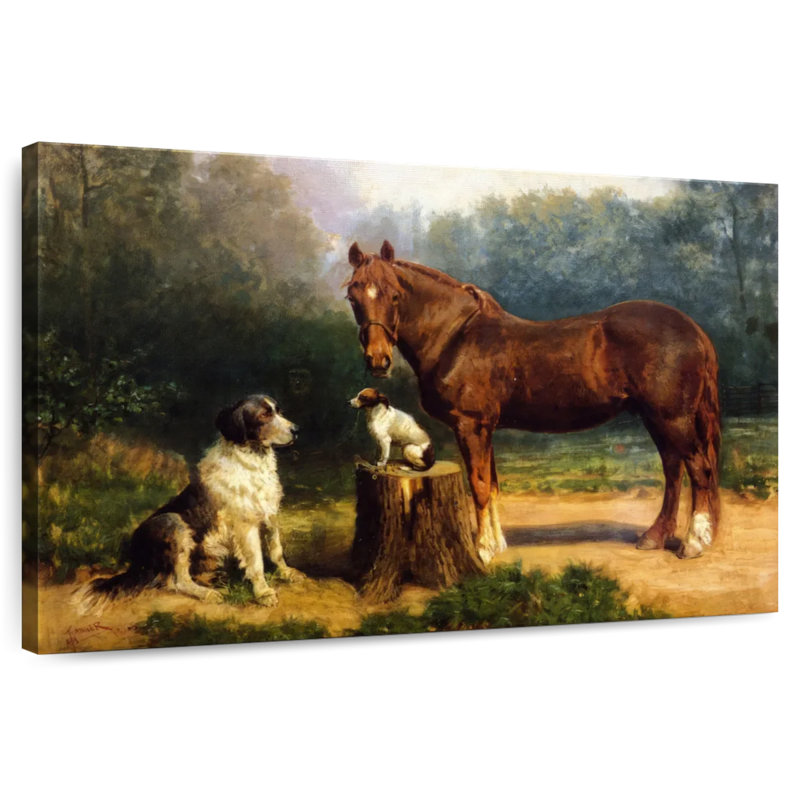 Brampt Horse And Two Dogs In A Landscape, 30" H x 45" W