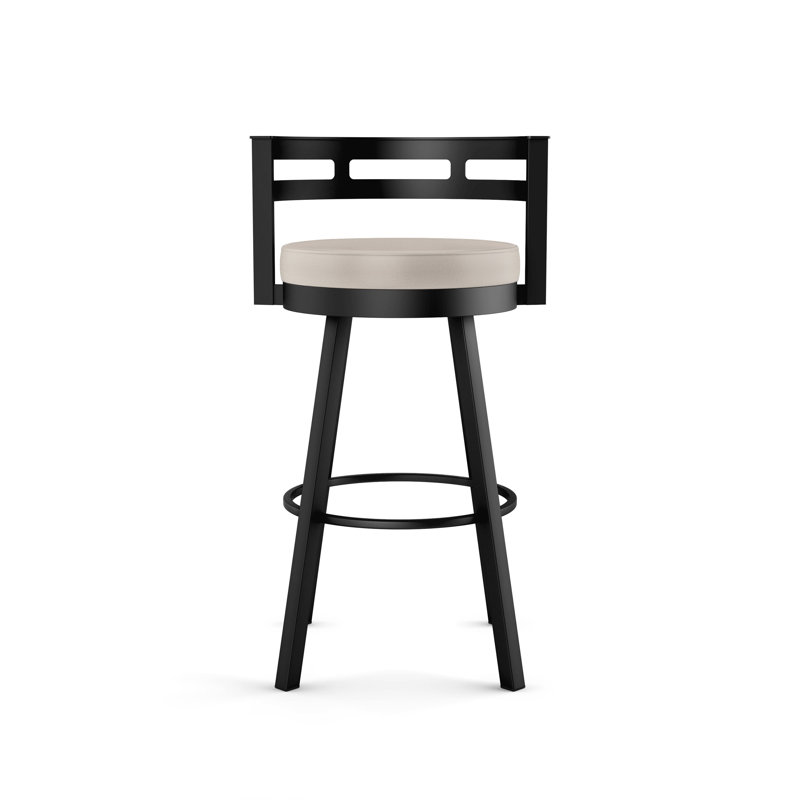Tabouret de bar et de comptoir pivotant Brookford, Noir, Beige, Tabouret de comptoir (siège d'une hauteur de 26,1