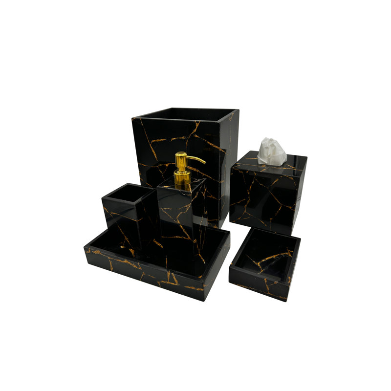 Black Obsidian With Gold Leaf Soap Dish