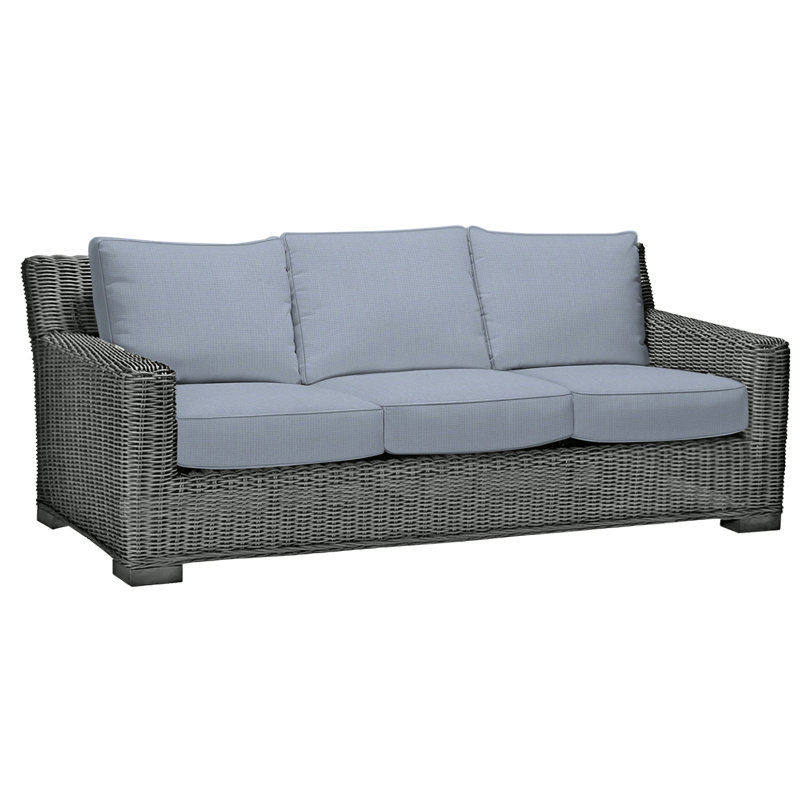 Canapé rustique tissé gris ardoise, Welt, Sunbrella® ‑ Arbor Chambray colombe, Gris ardoise