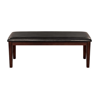 Classic Finish Wood Frame Bench With Faux Leather Upholstered Seat, Perfect For Dining And Home Decor