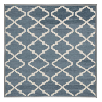Machine Washable Trellis Grey Area Rug