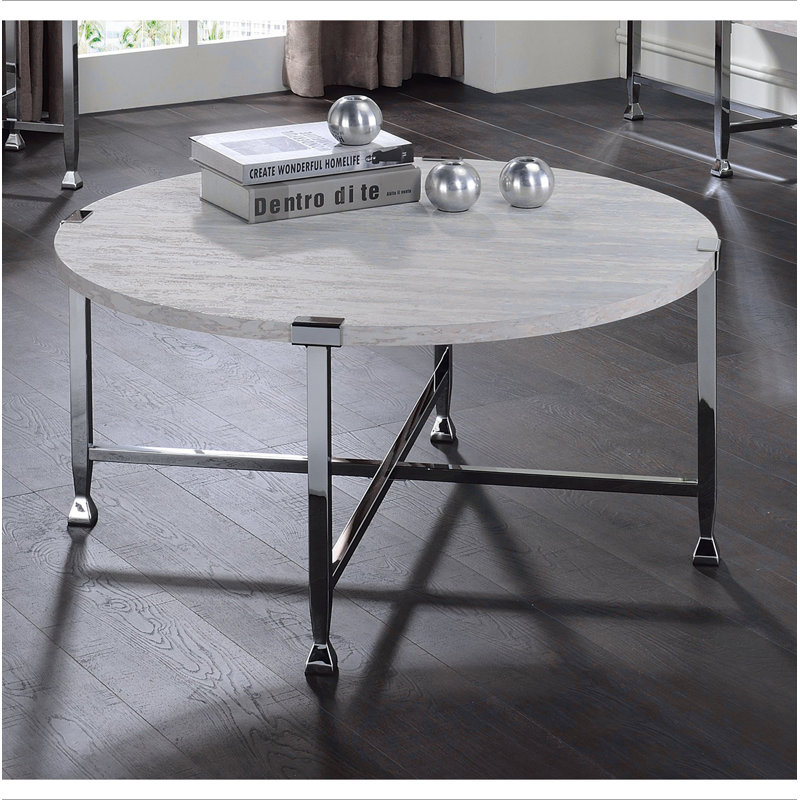 Table basse ronde avec cadre en métal