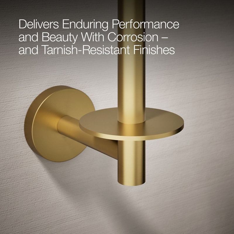 Elate rVertical Toilet Paper Holder, Wall-Mount Bathroom Toilet Paper Holder, Vibrant Brushed Moderne Brass