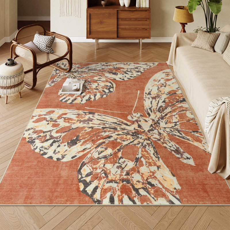  Tapis lavable papillon anti-dérapant, Rectangle 5 pi x 7 pi