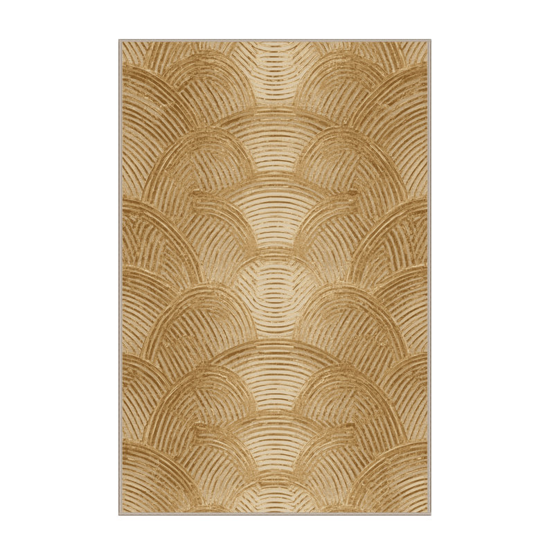 Soft Plush Faust New Years Modern & Contemporary Abstract Area Rug in Brown – Beige Binding, 7x10