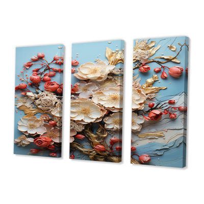 Fleurs de cerisier en fleurs sur fond bleu clair - art mural cerisier en fleurs